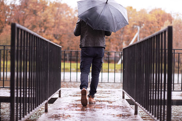 Autumn rainy park in October