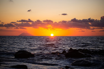 Sunset overlooking the Stromboli from Tropea