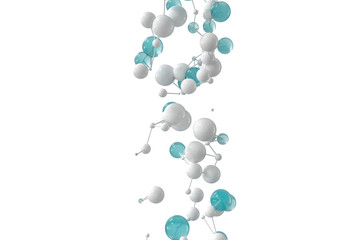 Gene lines and nodes, biological gene structure, 3d rendering.