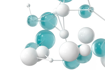 Gene lines and nodes, biological gene structure, 3d rendering.