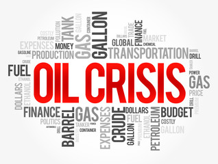 Fototapeta premium Oil crisis word cloud collage, business concept background