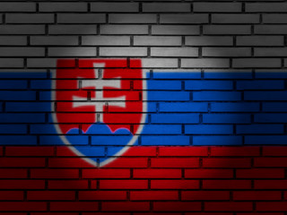 Slovakia flag brick wall