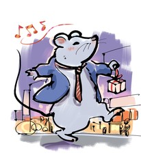 酔っぱらったネズミ-背景付き