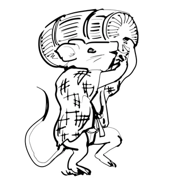 米俵を担ぐネズミ 白黒 Stock イラスト Adobe Stock