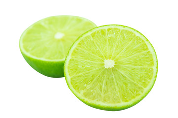 Fototapeta na wymiar Slice of green lime isolated on white background. with clipping path