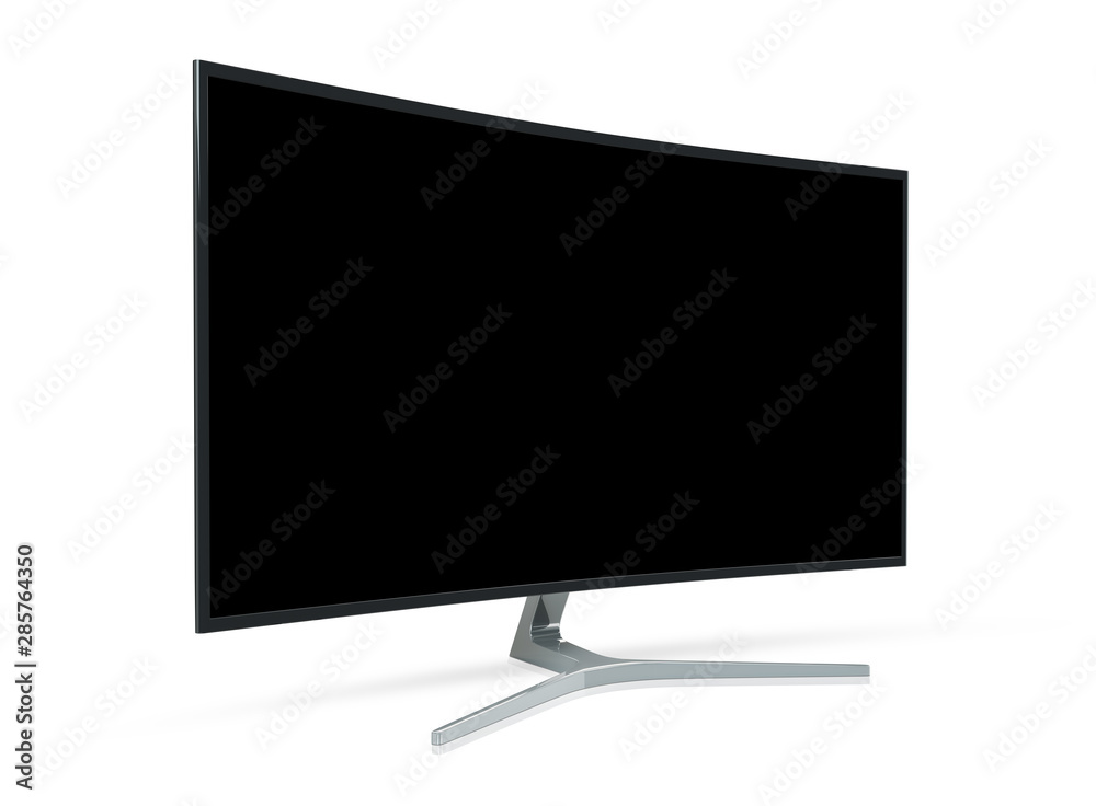 Poster Side view of curved monitor computer 3D rendering