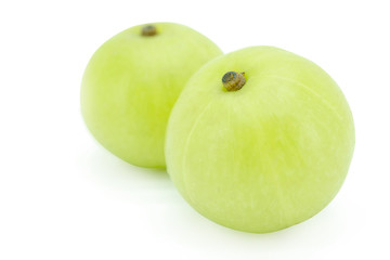 Indian gooseberry, amla green fruits isolated on white background. with clipping path.