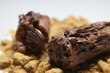 Creamy tasty chocobar with its broken corner