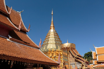 Wat Phra That Doi Suthep, the temple in Chiang Mai, Popular historical temple in Thailand.