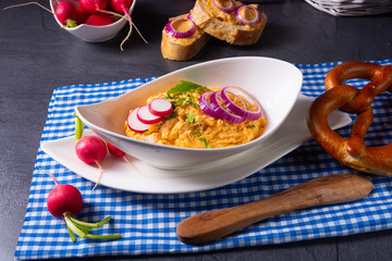 The perfect Bavarian obazda with radishes and onions