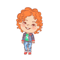 Little girl wearing jeans. Denim clothes for children.