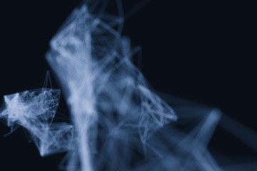 Technological structure lines with black background, 3d rendering.