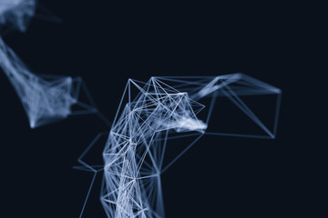 Technological structure lines with black background, 3d rendering.