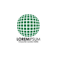 Halftone globe logo design inspiration vector template