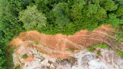 Aerial view image from Drone Rainforest and high cliff
