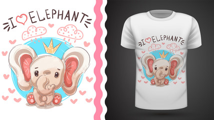 Elephant princess - idea for print t-shirt.