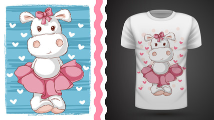 Cute hippo - idea for print t-shirt