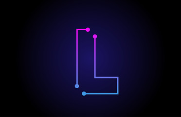 Alphabet letter logo icon design L in pink blue colors