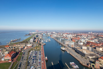 Fototapeta na wymiar aerial view of the city Bremerhaven in Germany