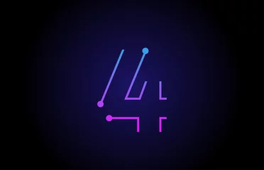 Fotobehang Number 4 logo icon design in pink blue colors © dragomirescu