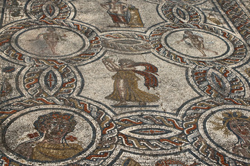 Volubilis Morocco,  roman mosaic of  Dionysos and the four seasons