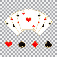 Set of playing cards and symbols, vector illustration.