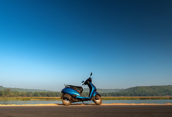 Bike on road in Goa, India