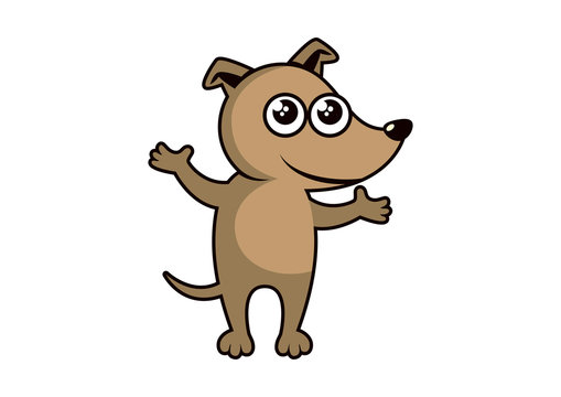 Cute dog puppy with big eyes cartoon character. Happy brown dog icon vector. Funny dog icon isolated on a white background