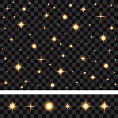 Set of stars on transparent background, vector illustration.