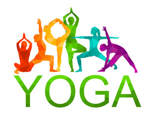 Detailed colorful silhouette yoga vector illustration. Fitness Concept. Gymnastics. Aerobics.