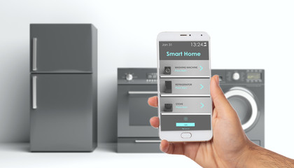 Hand holding a smartphone with blank screen isolated on white background, clipping path