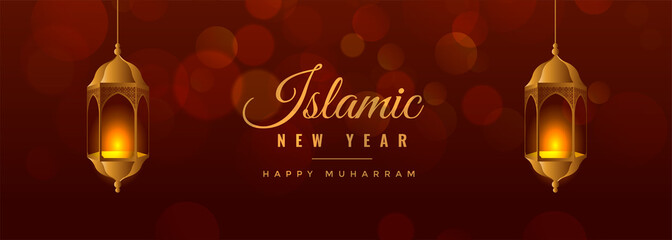 happy islamic new year banner design for muslim festival
