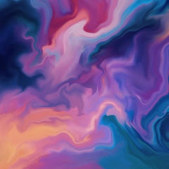 Contemporary colourful painting. Unique hand painted image for creative design of posters, wallpapers, cards, banners, prints. Modern piece of art. Unusual art style. Deep and rich colour palette