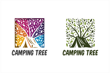 Camping Tree Square Logo Set of 2