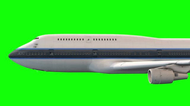Airplane fly by green screen animation CGI clip 04