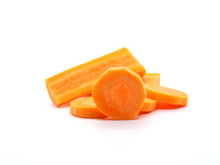Carrot slices isolated on white background.