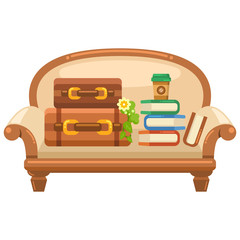 ソファとクッションのイラスト