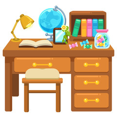 勉強机と椅子（デスク/チェア）のイラスト