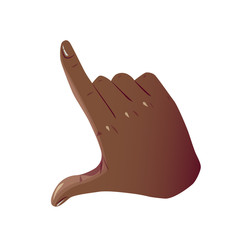 Flat black hand touching screen gesture. African American Pointing Hand like Push Button sign. Flat Isolated on white background.