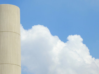exterior wall of architecture building with cloud in blue sky background