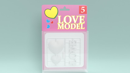  love plastic kit  3d rendering for love concept.