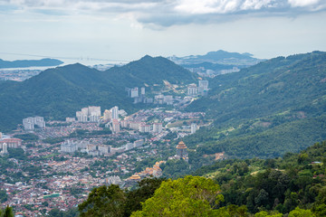 Kek Lok Temple and George Town seen from Penang Hill in Malaysia