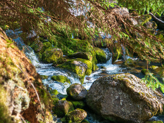 Waterfall in the mountains of Lofoten Islands