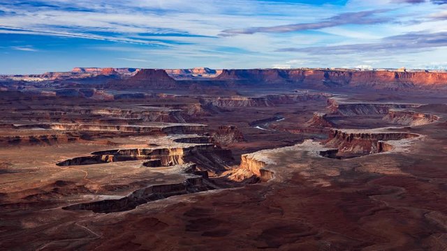 4K Timelapse Aerial view of Green River Overlook, Canyonlands National Park, Moab, Utah, USA