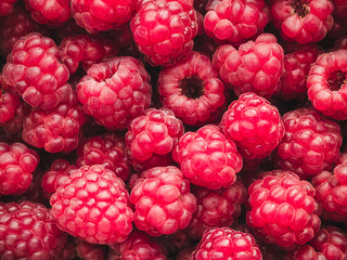 a lot of ripe raspberries close up - food background