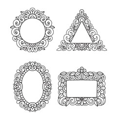 Hand drawn flower frame set
