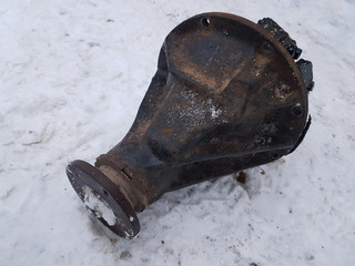 Old car parts. Reducer, mechanism including all-wheel drive transmission car.