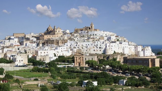 View of the stunning  white city of Ostuni in Puglia, Italy