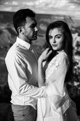 Black-white portrait of a beautiful couple