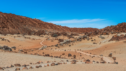 Winding path in the evening desert